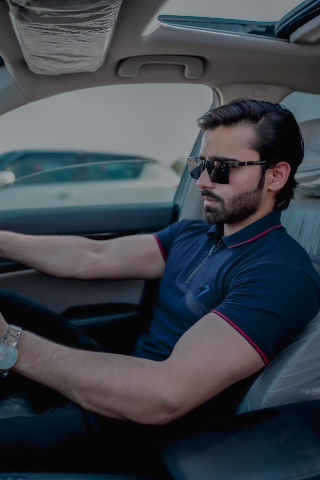 NAVY BLUE Zipper Polo