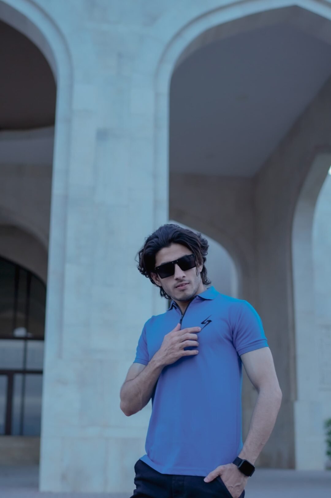 SKY BLUE Zipper-Polo