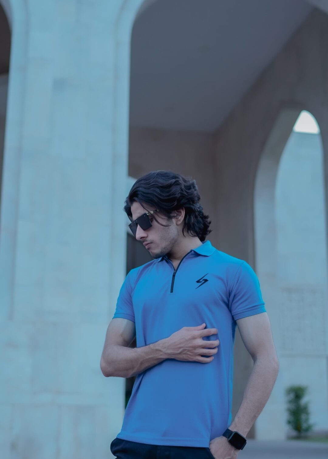 SKY BLUE Zipper-Polo - Image 2